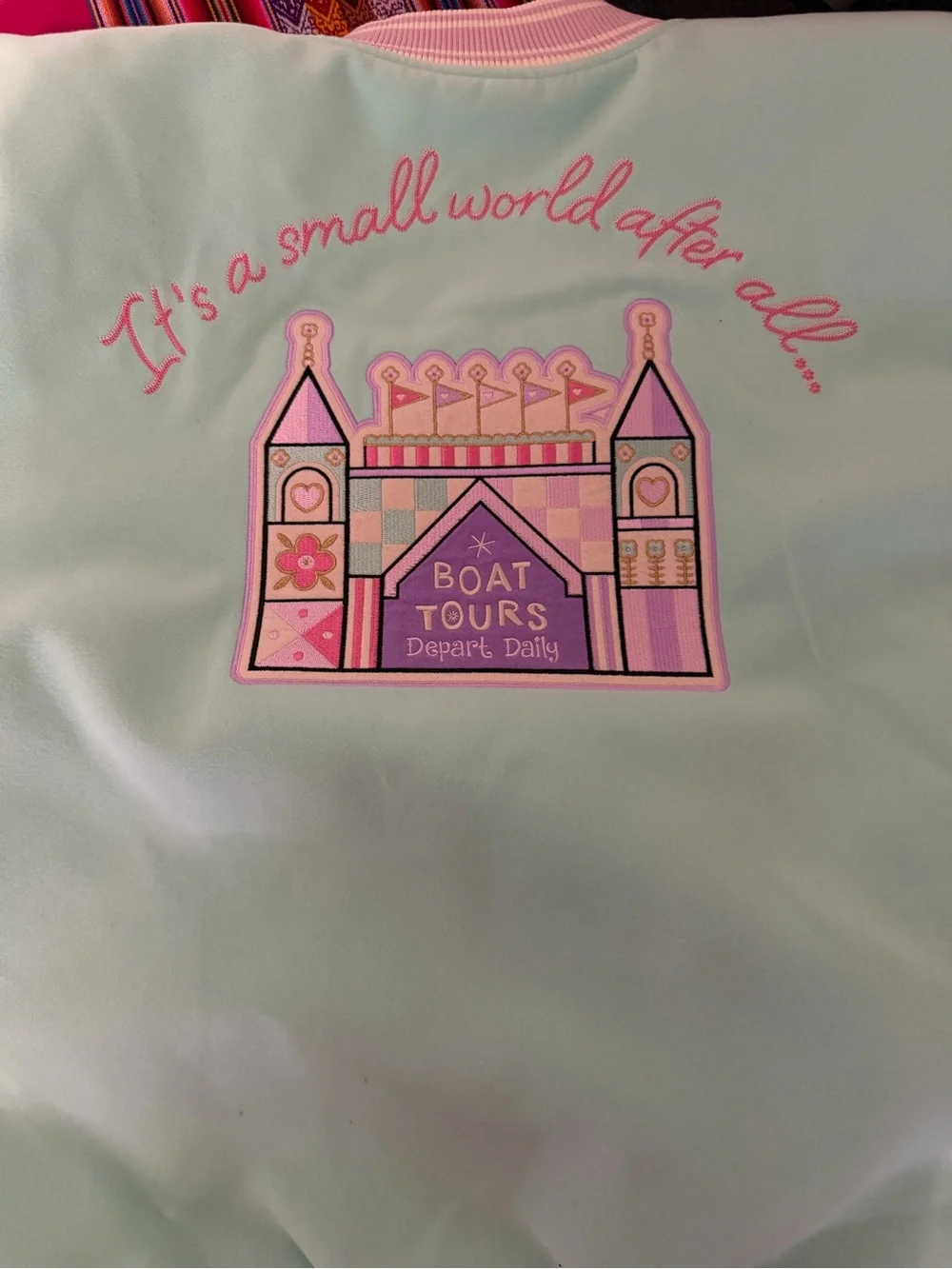 Disney "It's a Small World" x Stoney Clover Mint & Cream Varsity Jacket - Picture 6 of 6